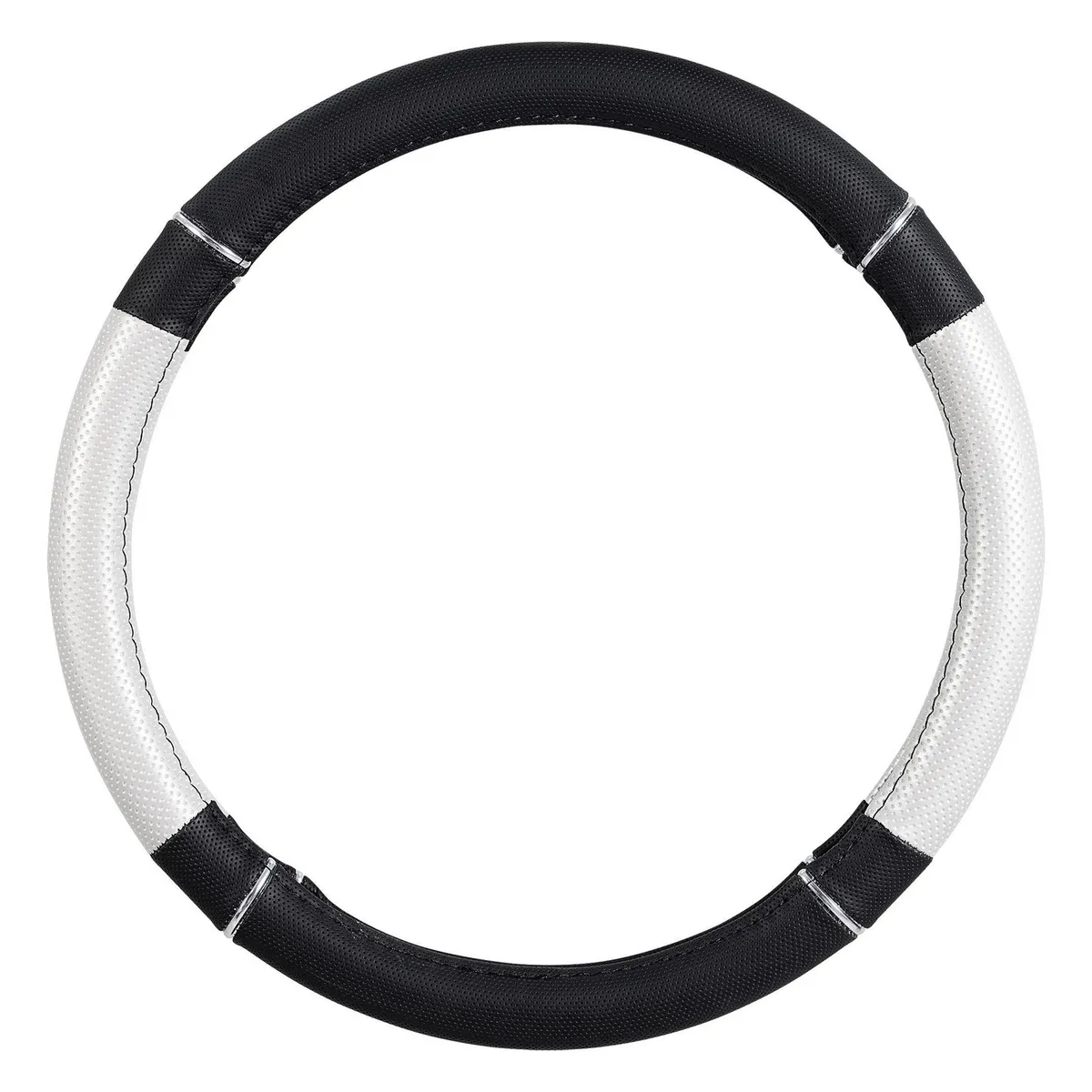 AUTOSTYLE - Cubre volante PVC 38 cm Negro/Plateado