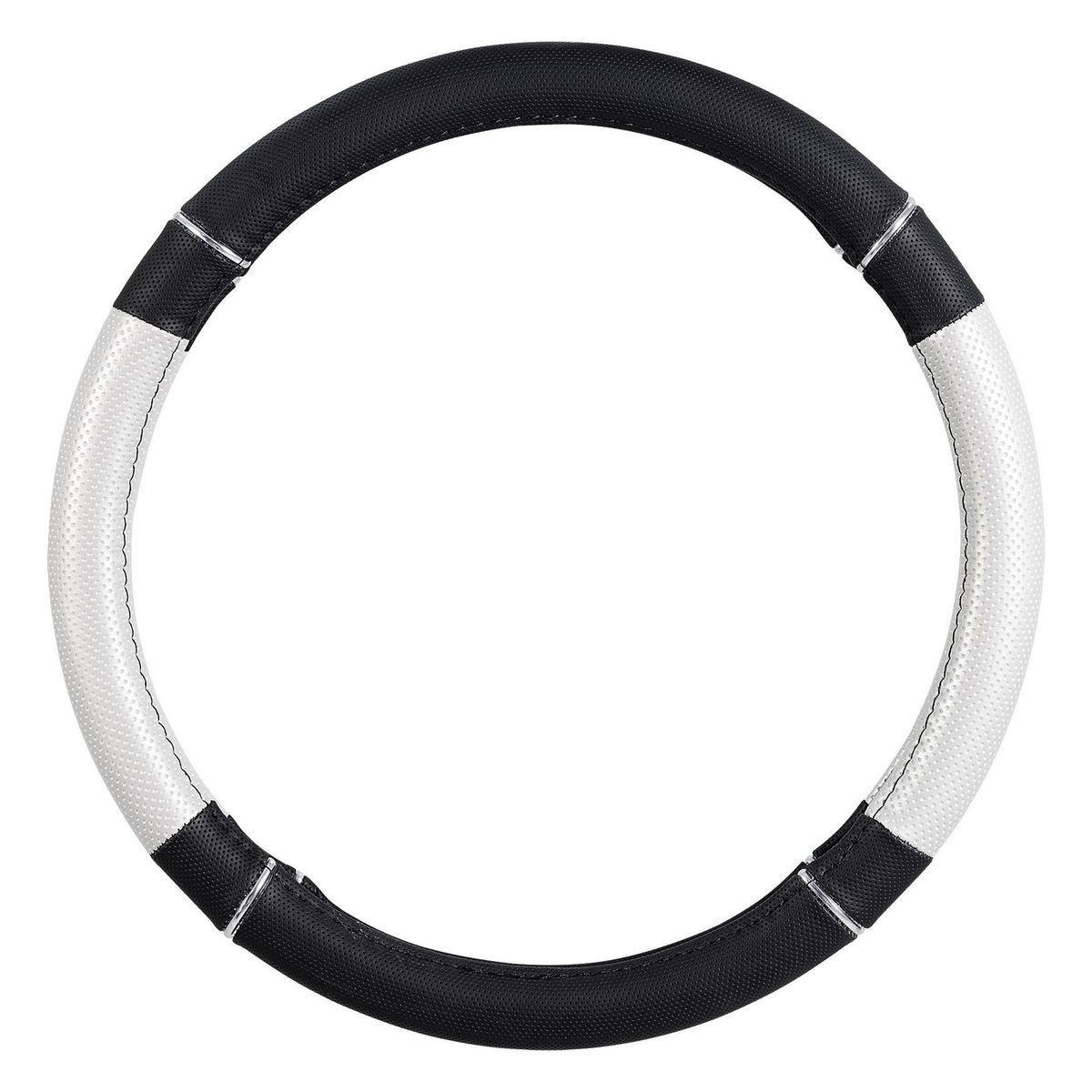 AUTOSTYLE - Cubre volante PVC 38 cm Negro/Plateado