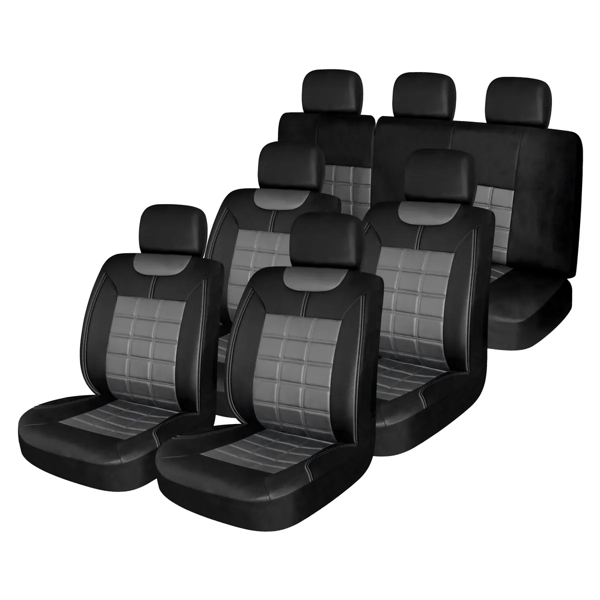 AUTOSTYLE - Cubre Asiento 17 Personas Negro/Gris PVC