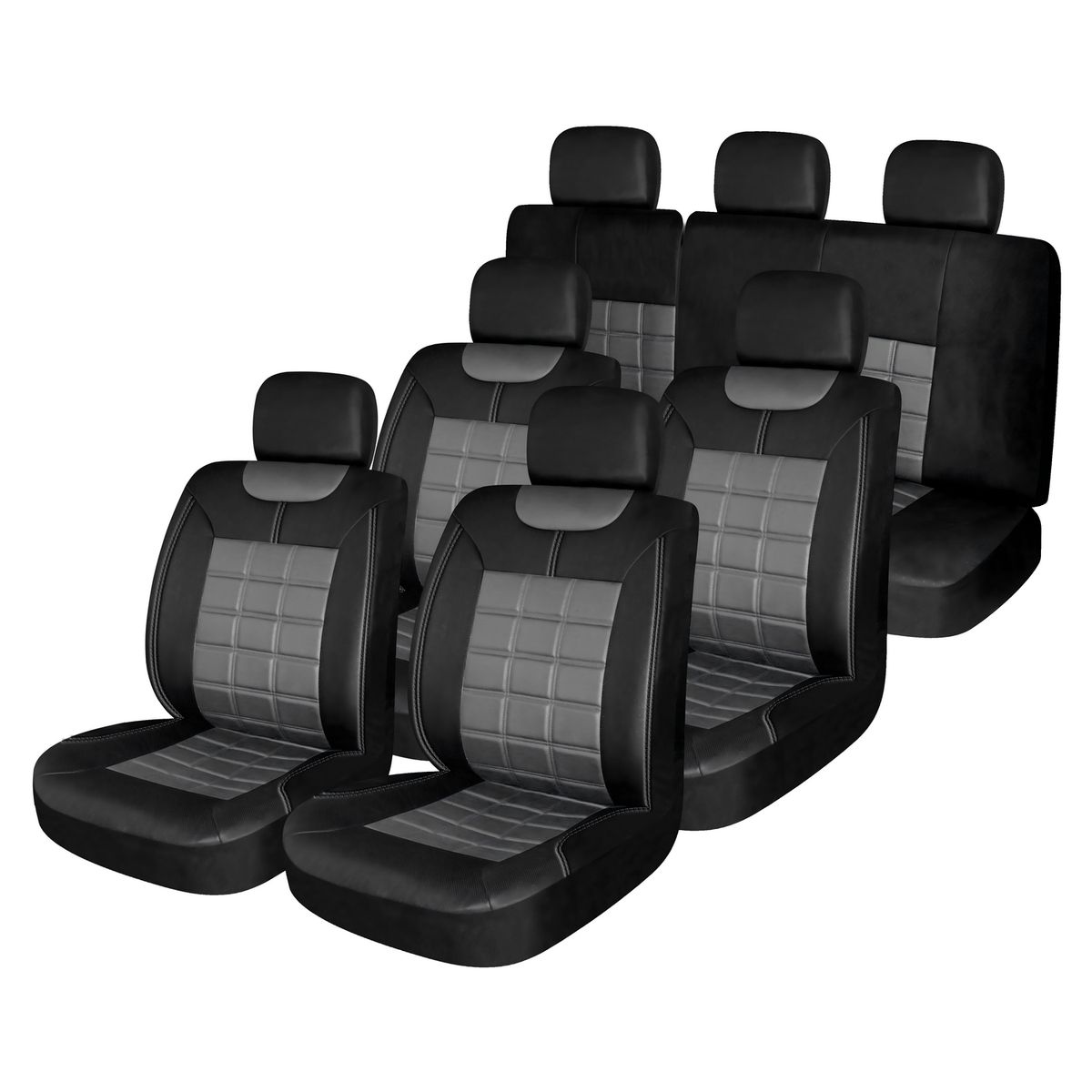 AUTOSTYLE - Cubre Asiento 17 Personas Negro/Gris PVC