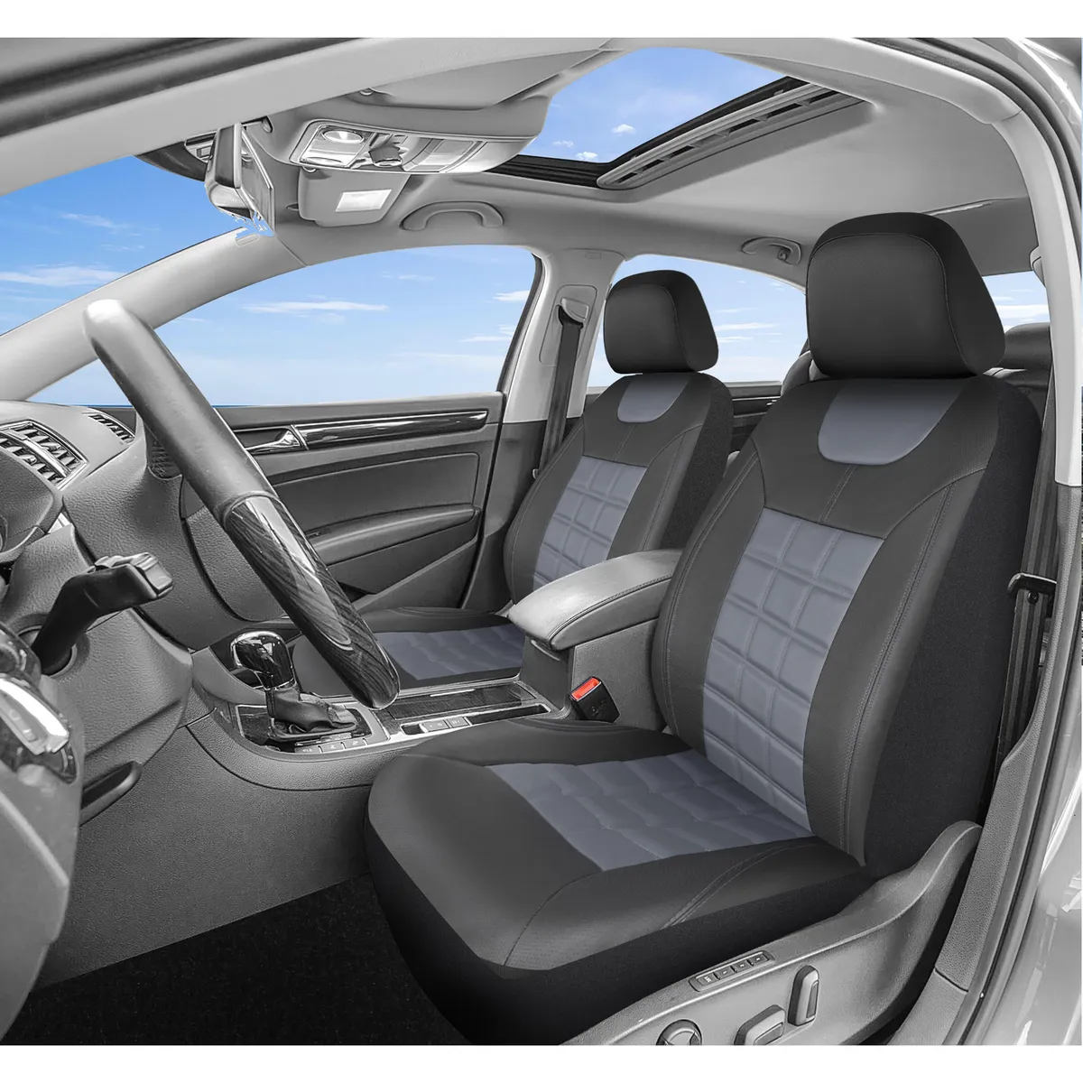 AUTOSTYLE - Cubre Asiento 17 Personas Negro/Gris PVC