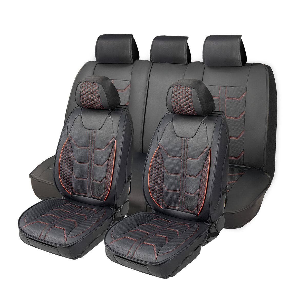 AUTOSTYLE - Cubre Asiento 4 Personas Negro y rojo Pvc