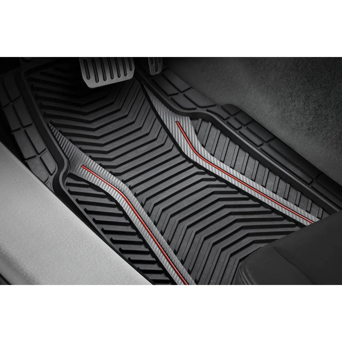 AUTOSTYLE - Cubre piso 3p negroyrojo pvc d