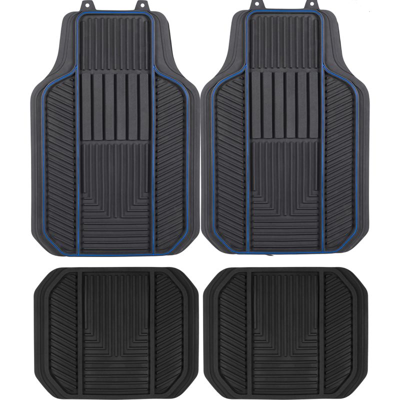 AUTOSTYLE - Cubre piso 3  piezas negro y azul pvc L