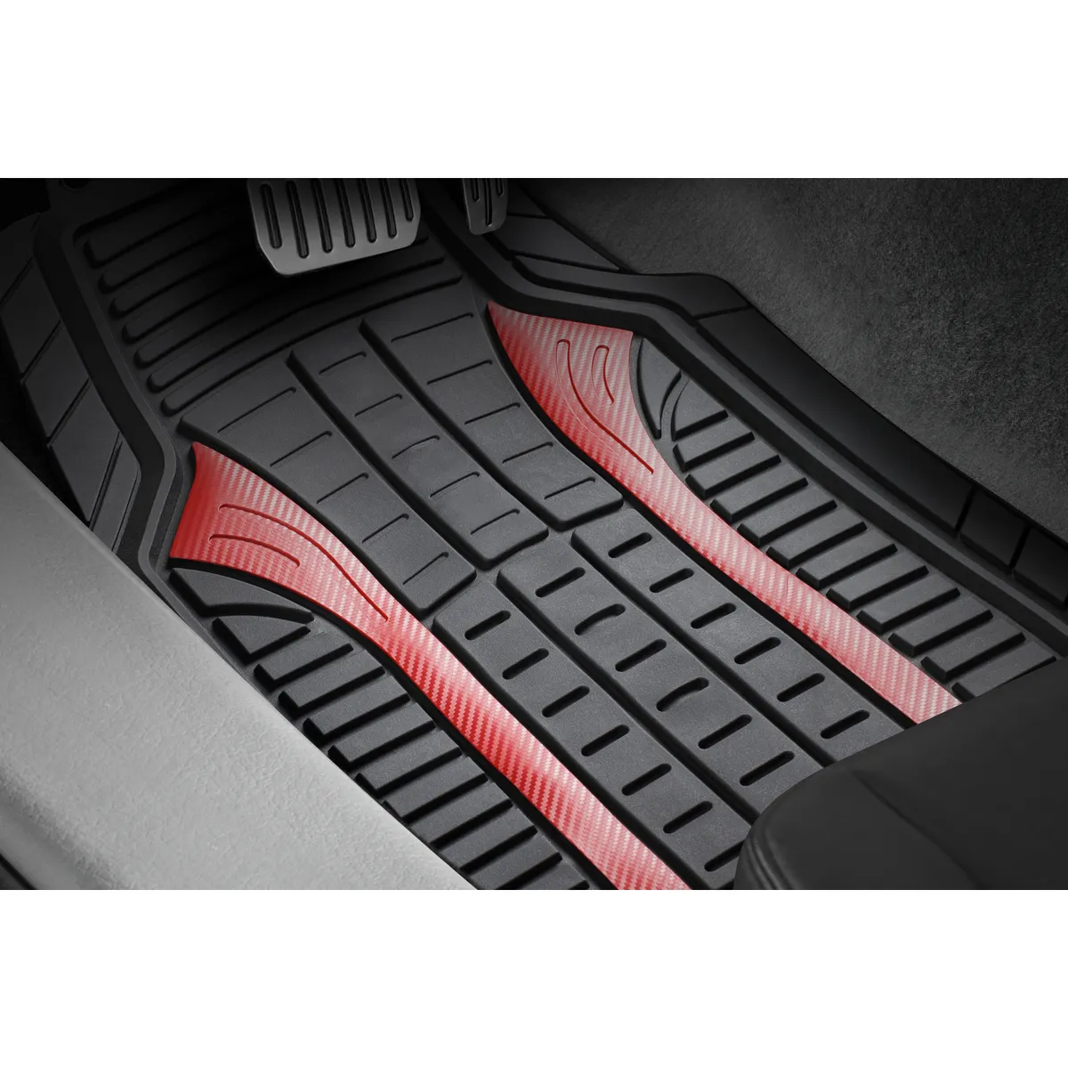 AUTOSTYLE - Cubre piso 3p negroyrojo pvc l