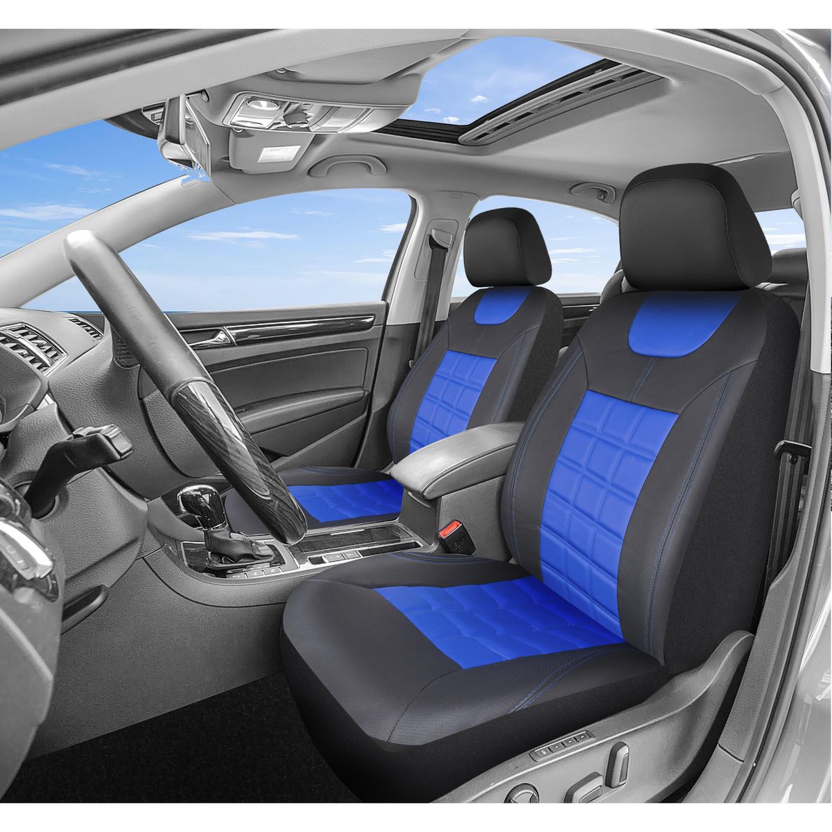 AUTOSTYLE - Cubre Asiento 11 Personas Negro/Azul PVC