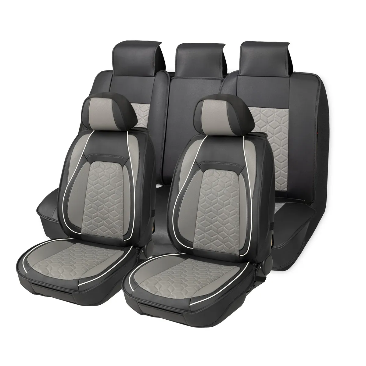 AUTOSTYLE - Cubre Asiento 4 Personas Negro y gris Pvc