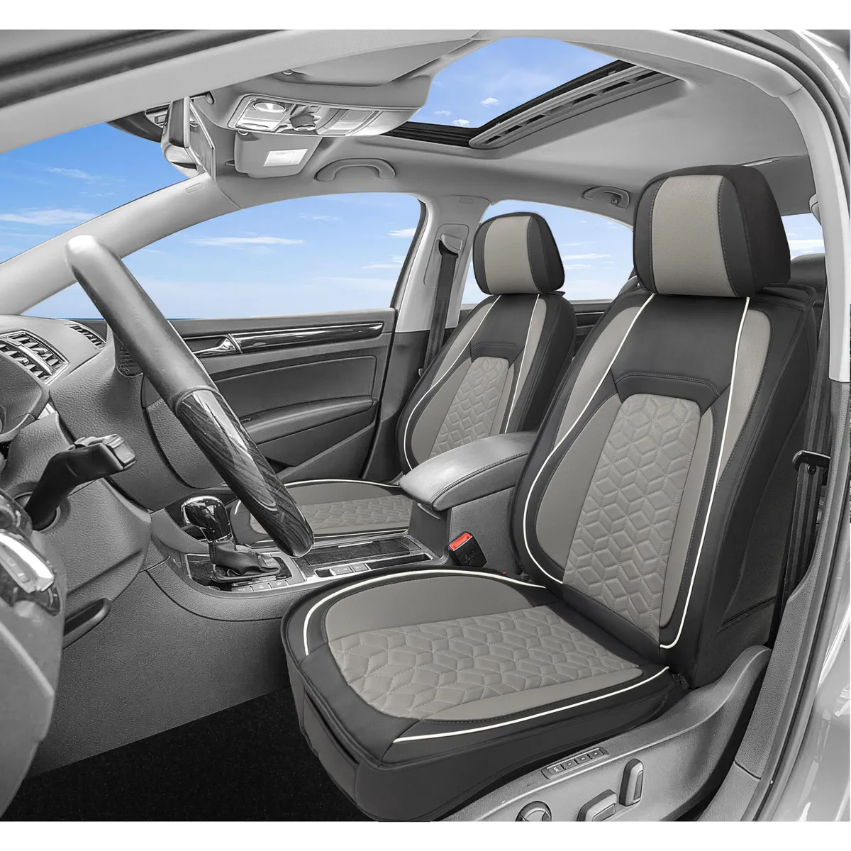 AUTOSTYLE - Cubre Asiento 4 Personas Negro y gris Pvc