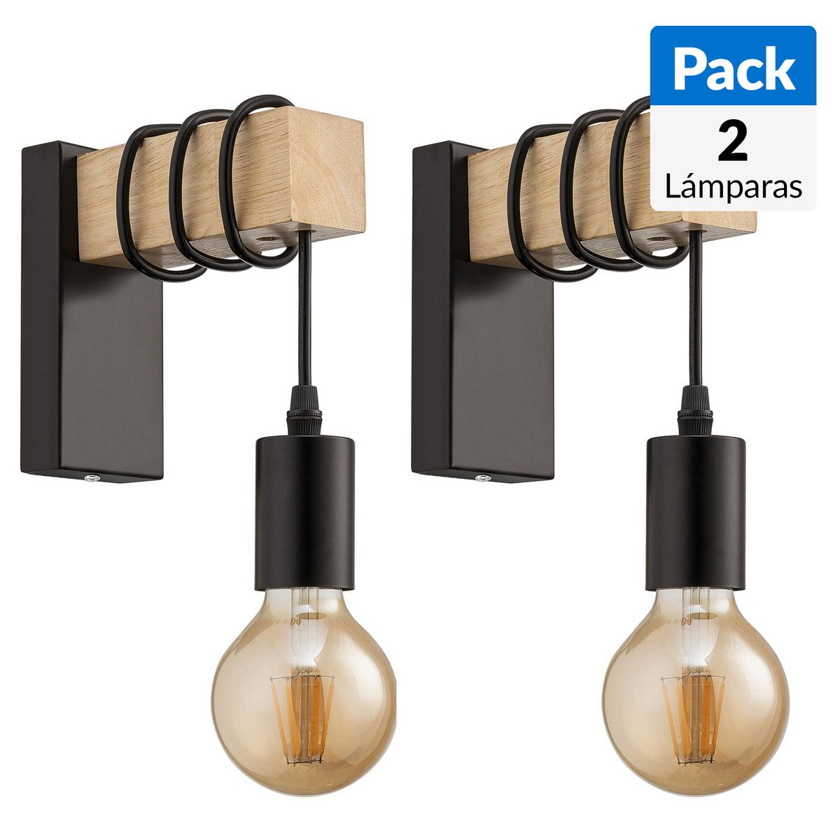 JUST HOME COLLECTION - Pack 2 Apliqué Vintage Colgante Vidrio Negro