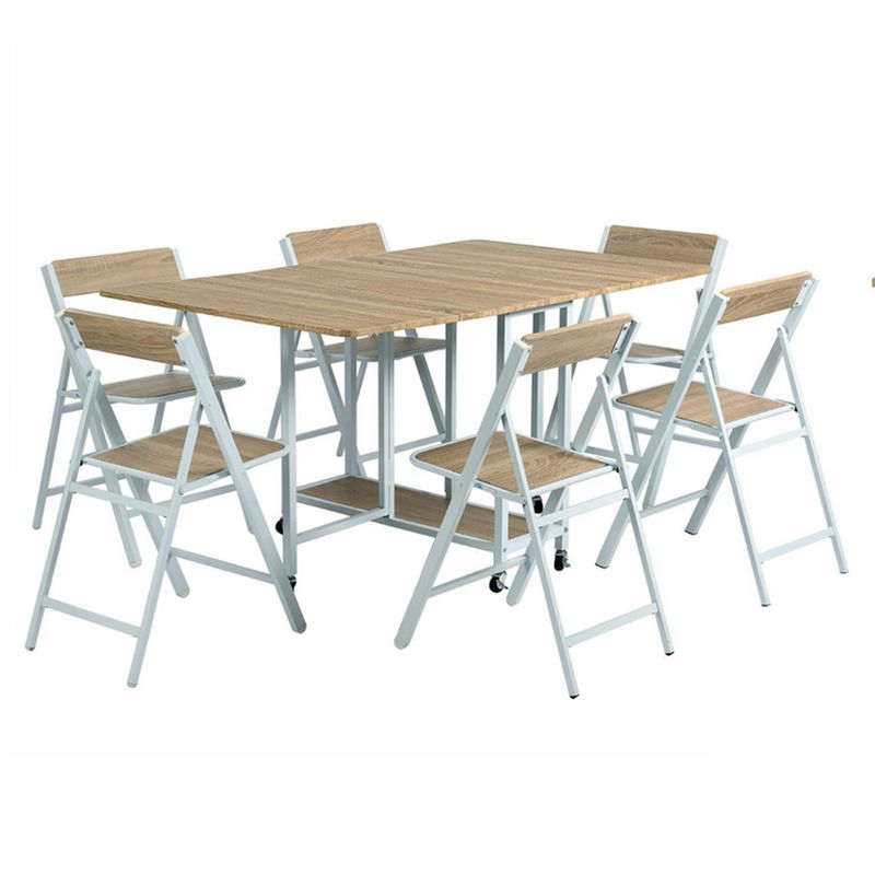 JUST HOME COLLECTION - Juego de Comedor MURNEY 6 Sillas Mesa Rectangular 88x75,6x150 cm Café/Blanco