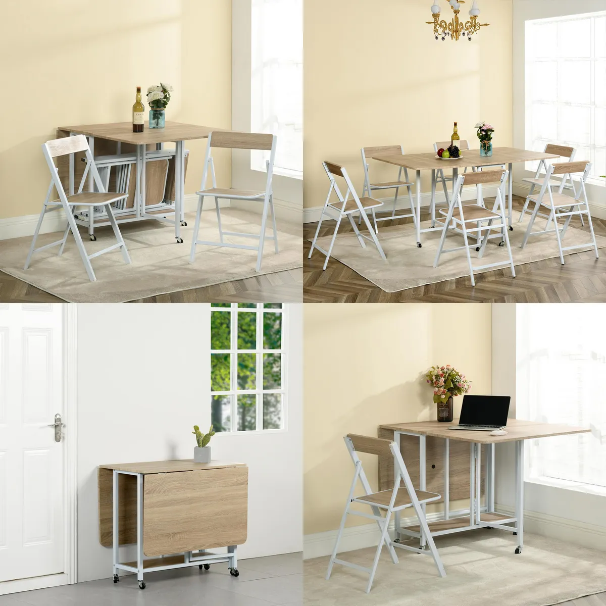 JUST HOME COLLECTION - Juego de Comedor MURNEY 6 Sillas Mesa Rectangular 88x75,6x150 cm Café/Blanco