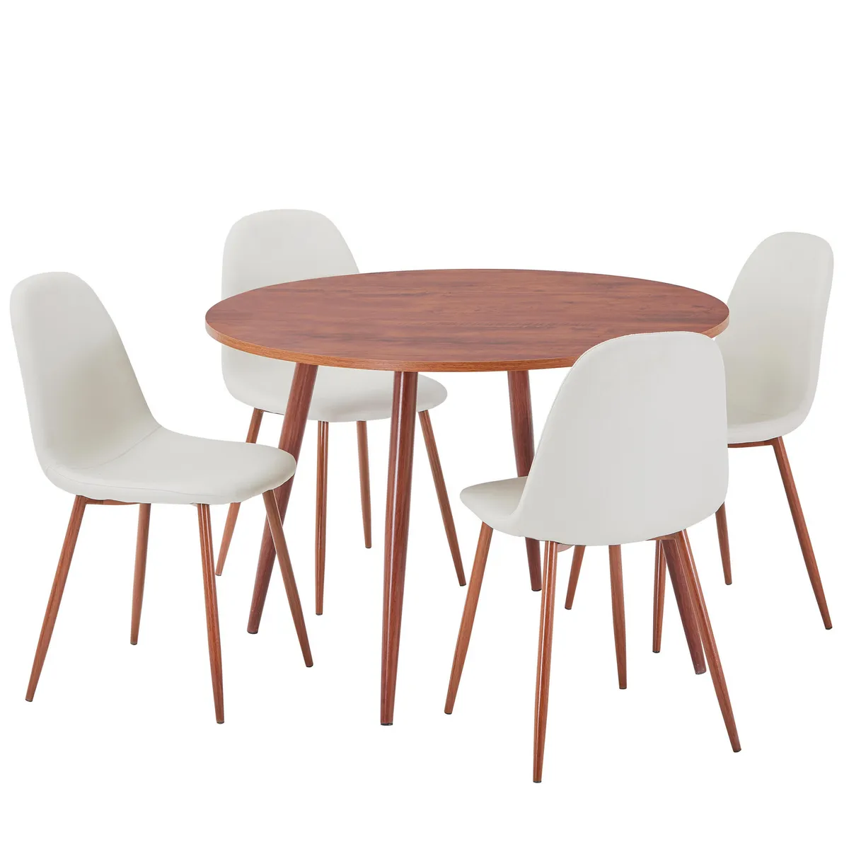 JUST HOME COLLECTION - Juego de Comedor Anand 4 Sillas Mesa Redonda 110x75x110 cm Café