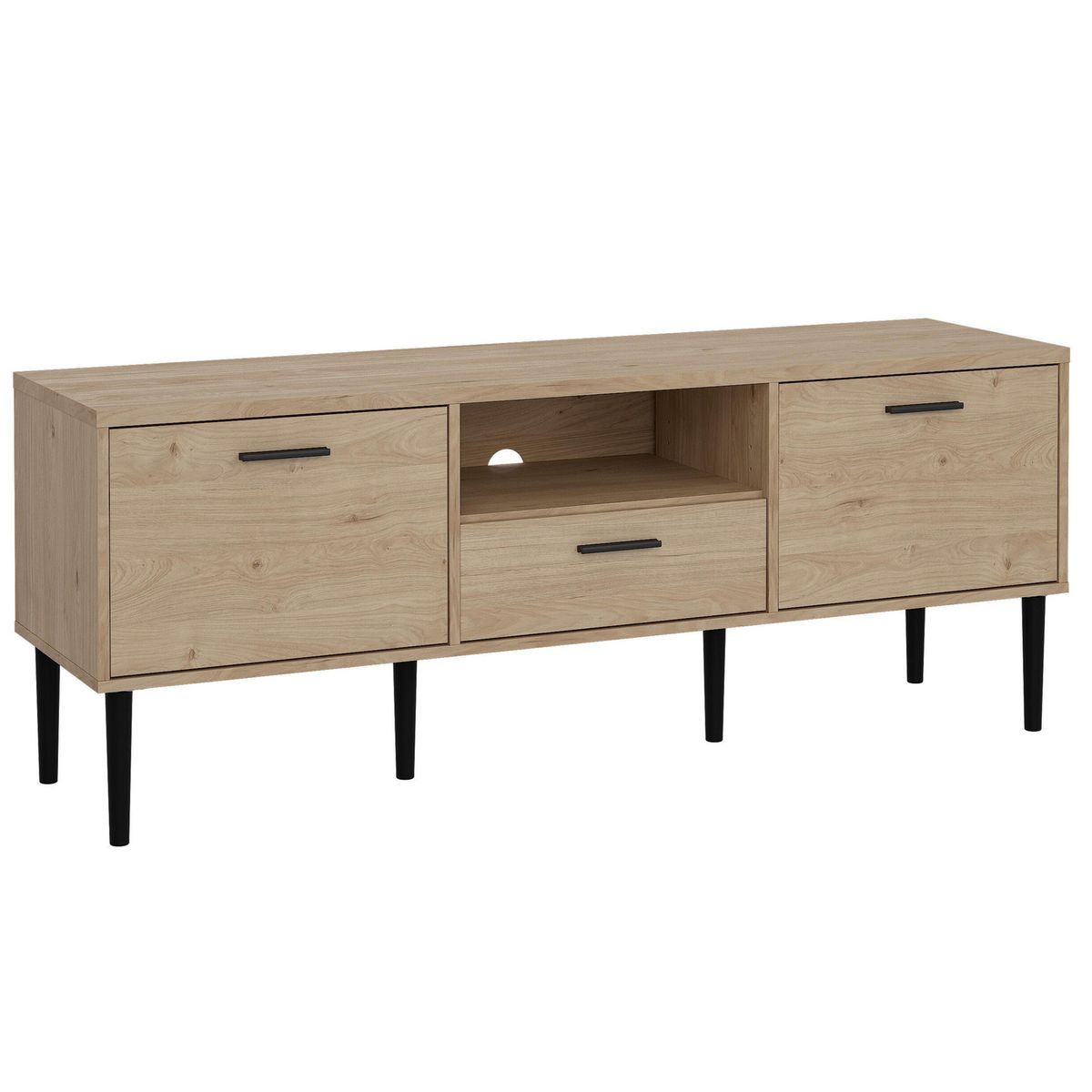 TVILUM - Mesa TV 65 " TV Roble/Negro 147.2x55.6x39.8 cm