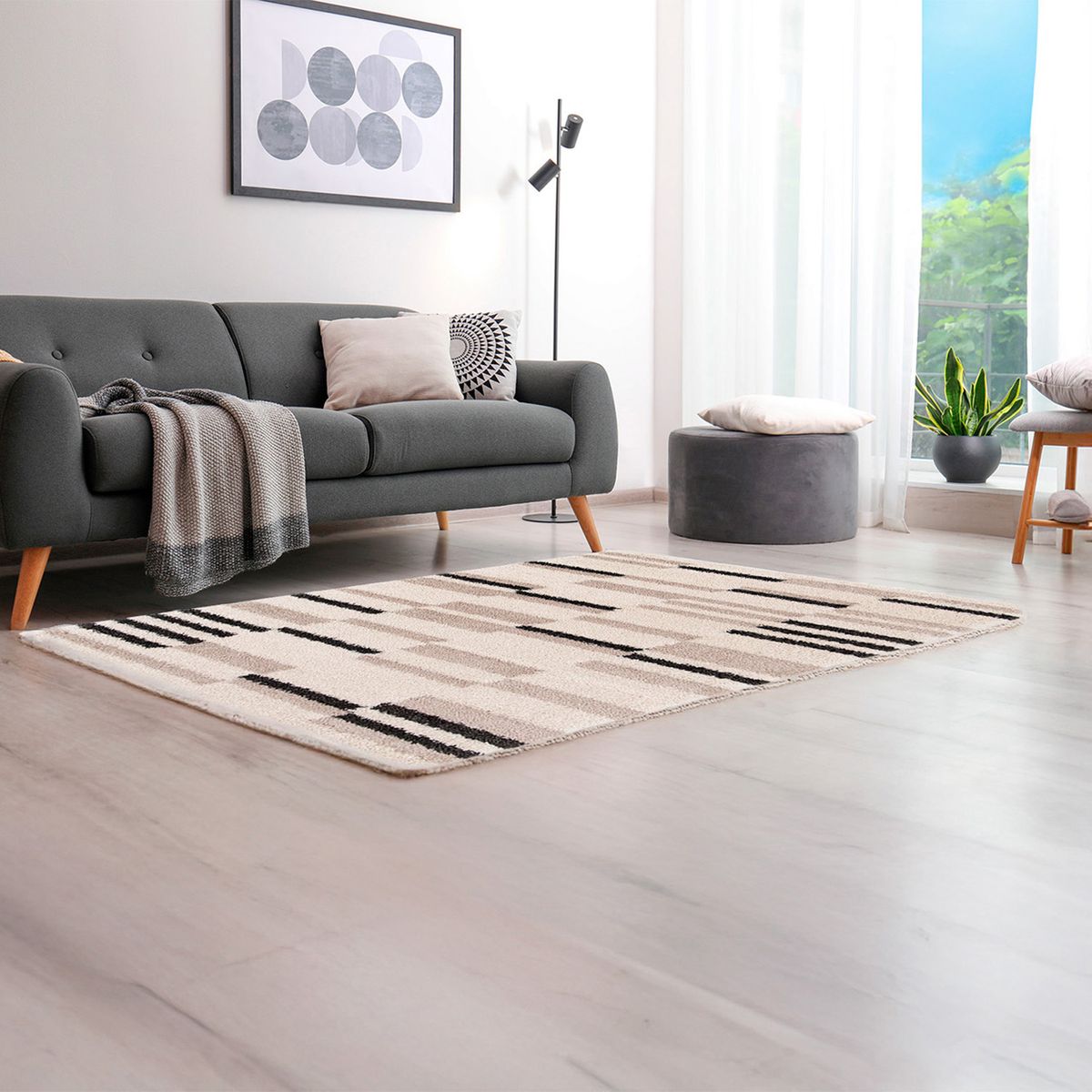 JUST HOME COLLECTION - Alfombra Gipsy Lines 160x230 cm Beige, negro