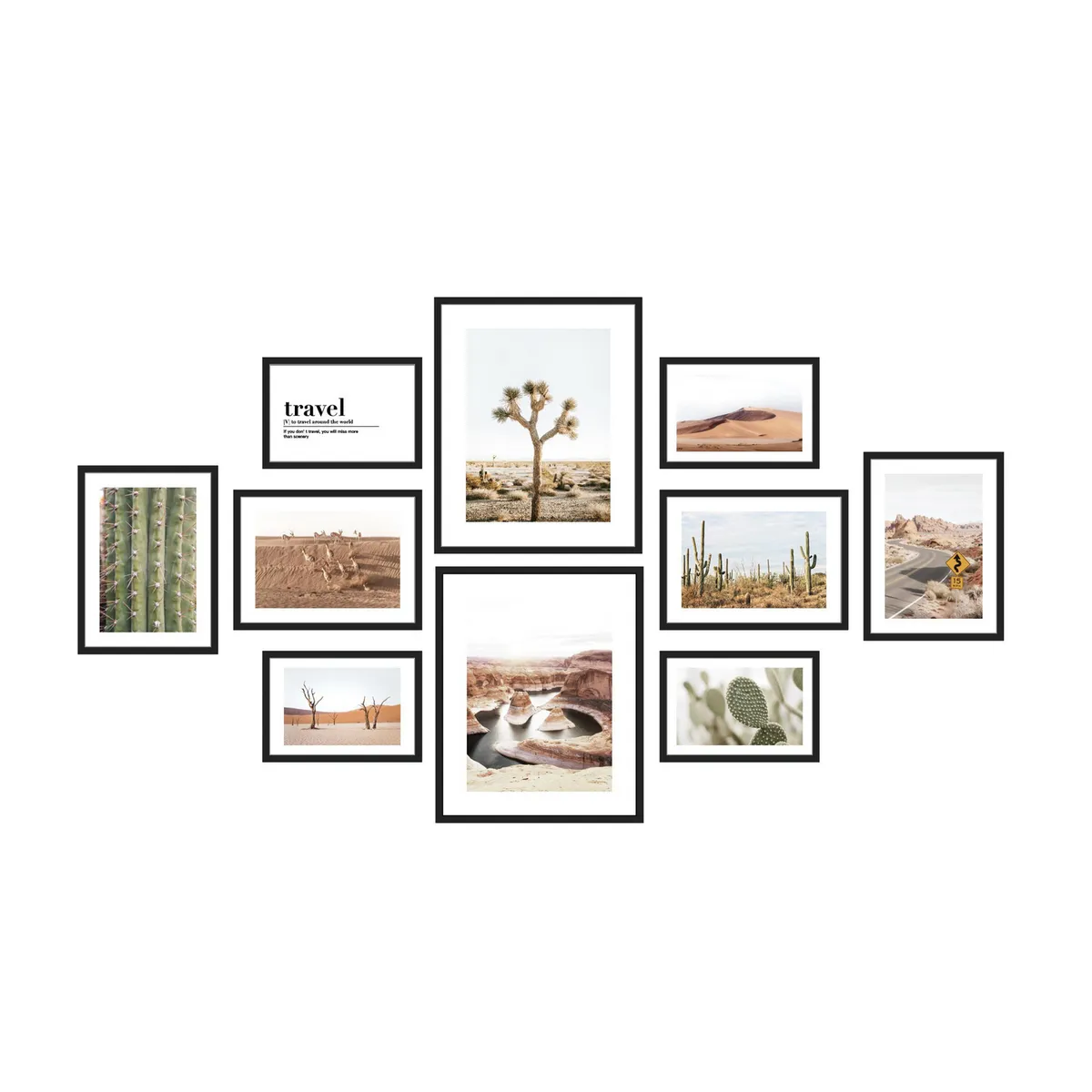 JUST HOME COLLECTION -  Set 10 Marcos de Foto Negro Mix Medidas