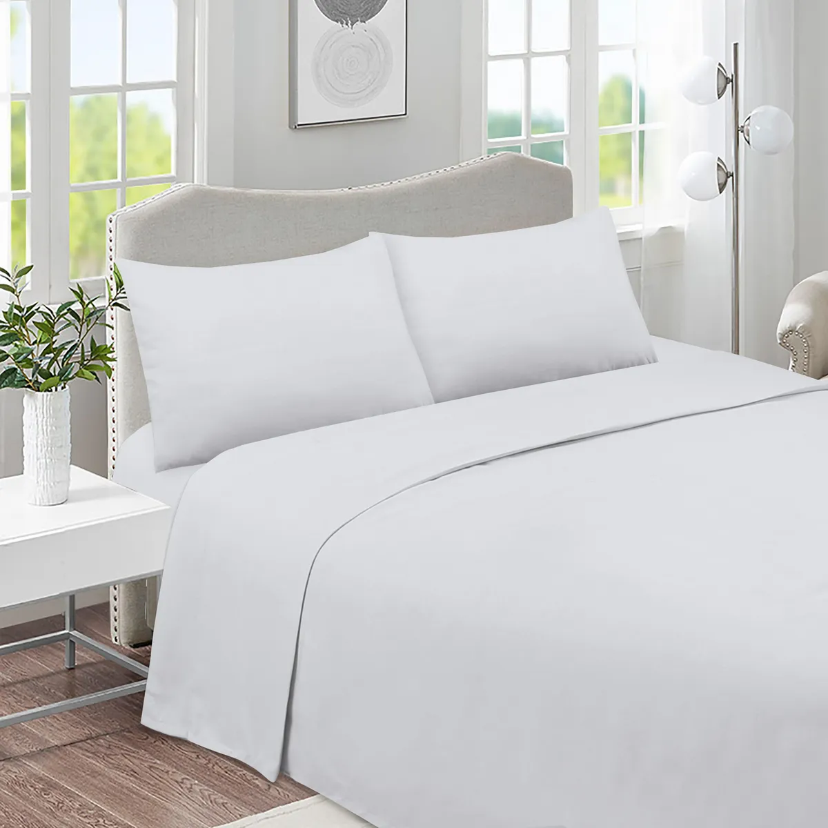 JUST HOME COLLECTION - Combo Cubrecama Quilt/Sábana Blanco