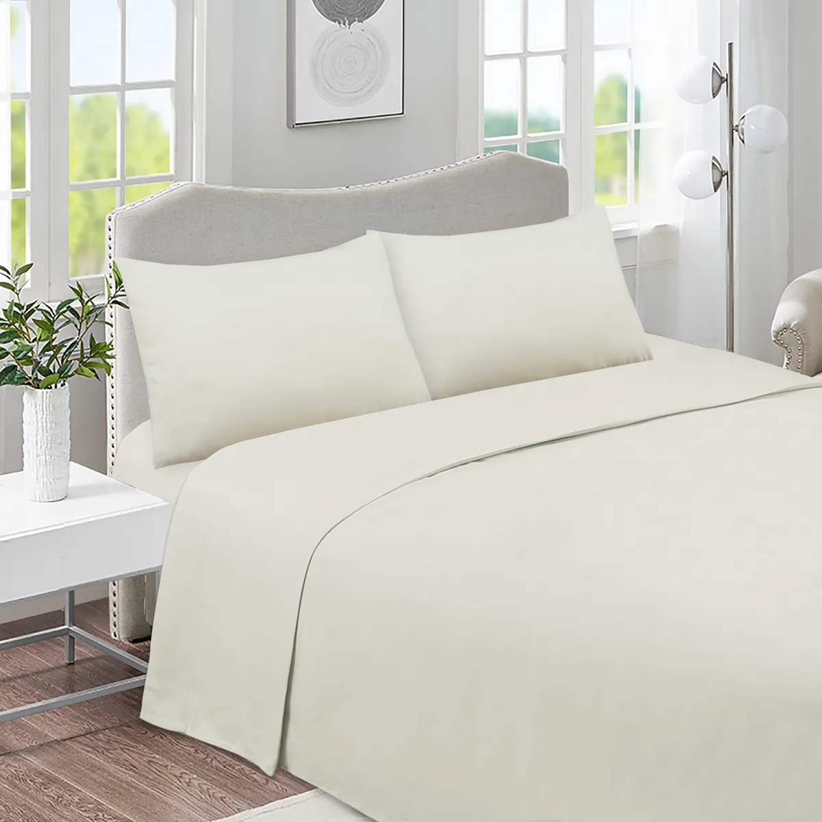 JUST HOME COLLECTION - Combo Plumón/Sábana/Cojín Beige