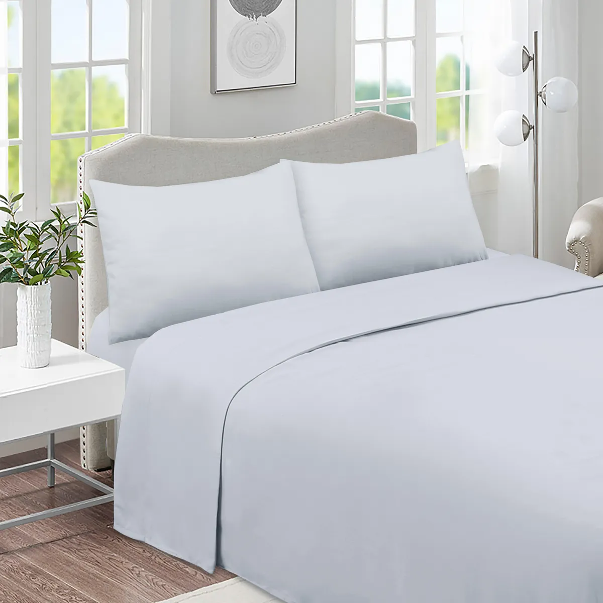 JUST HOME COLLECTION - Combo Plumón/Sábana/Cojín Gris