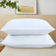 JUST HOME COLLECTION - Pack de 2 Almohadas Blancas de Poliéster para Dormir 50x70 cm