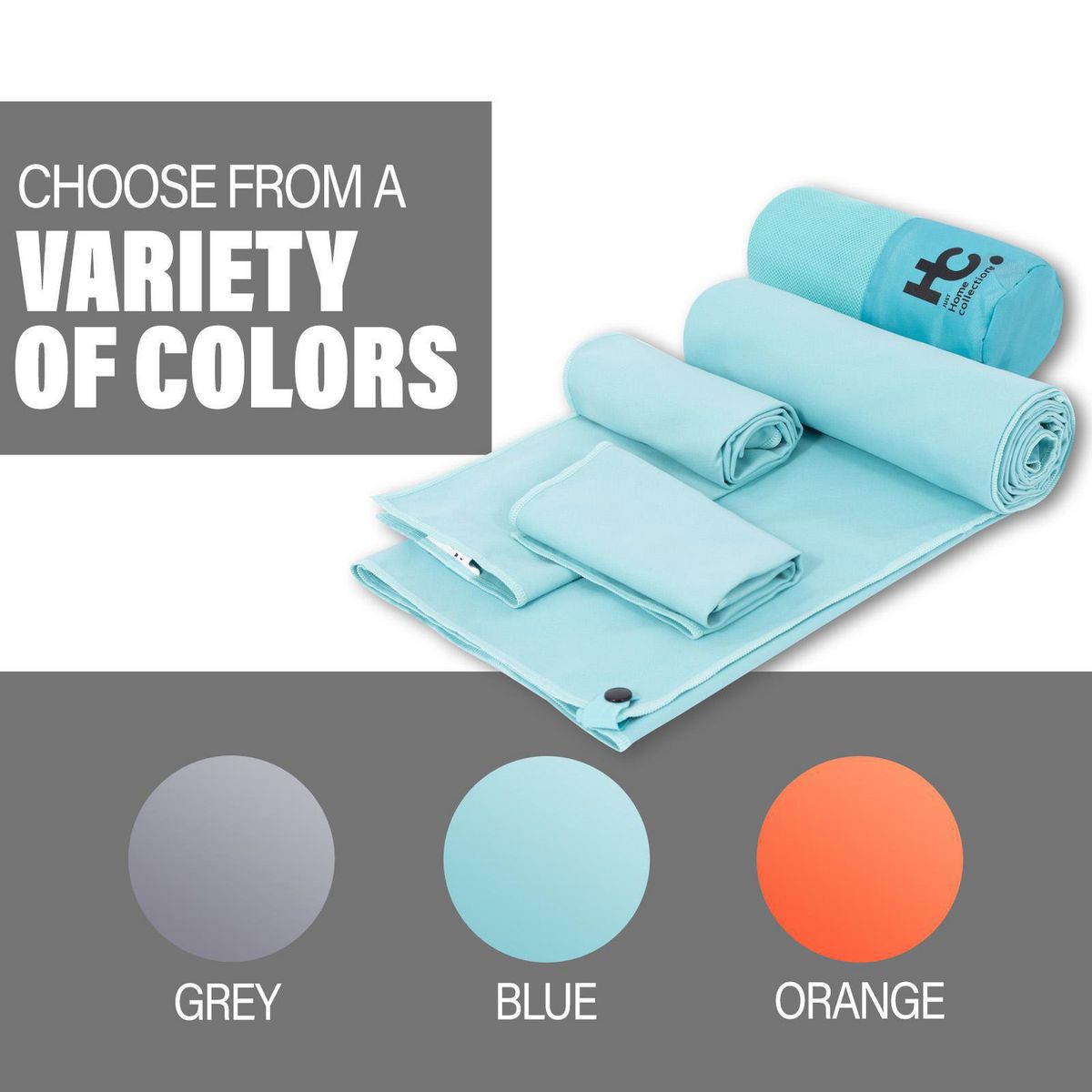 JUST HOME COLLECTION - Set 3 Toallas Gym 200 gr Poliéster 75x150 cm Turquesa