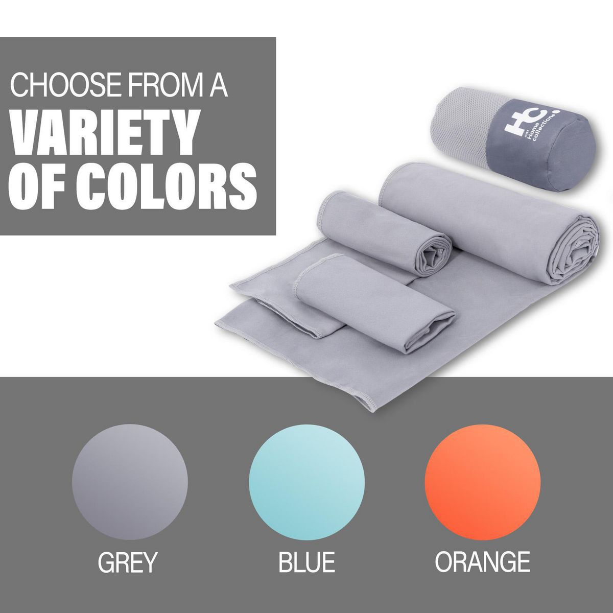 JUST HOME COLLECTION - Set 3 Toallas Gym 200 gr Poliéster 75x150 cm Gris