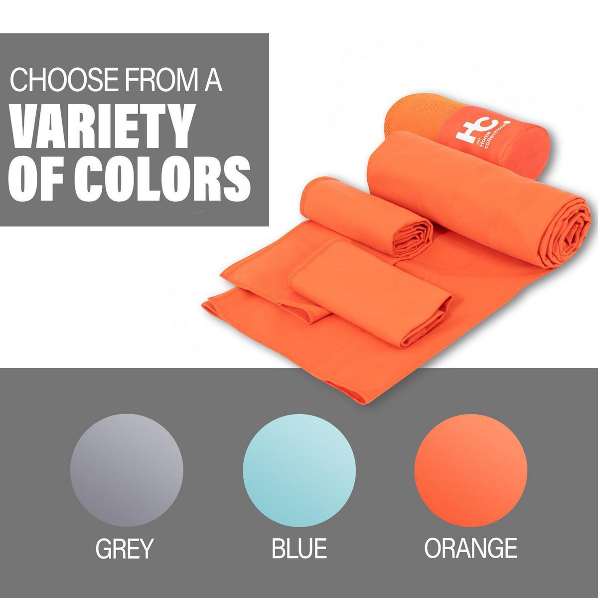 JUST HOME COLLECTION - Set 3 Toallas Gym 200 gr Poliéster 75x150 cm Naranjo