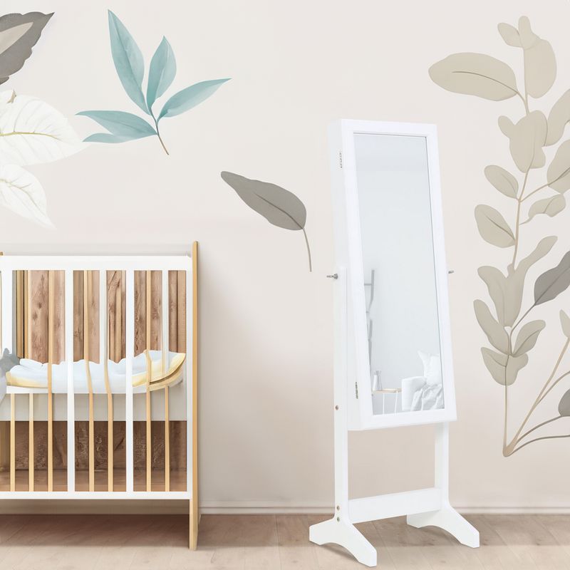 JUST HOME COLLECTION - Espejo Joyero Organizador Decorativo Forma Rectangulat 34x114 cm Blanco