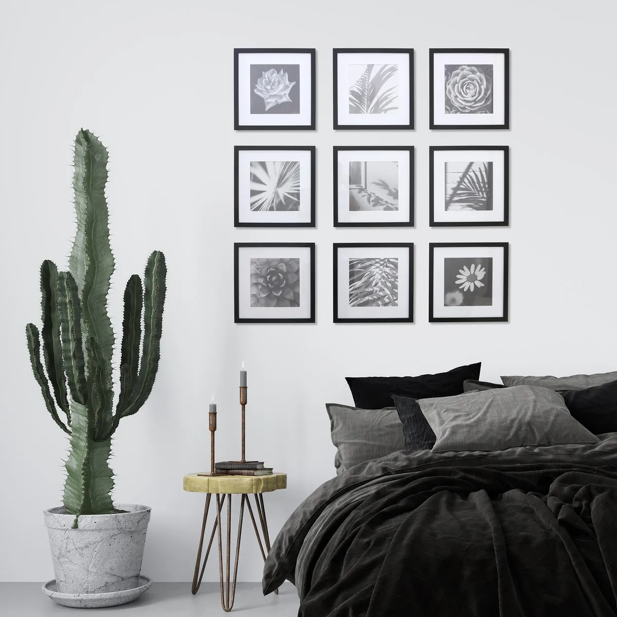 JUST HOME COLLECTION - Set 9 Marcos de Foto 33.2x33.2 cm Negro Plástico