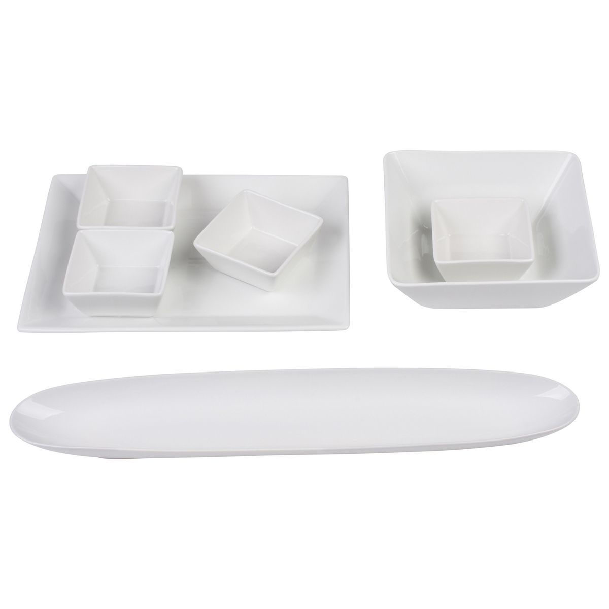 JUST HOME COLLECTION - Set Plato Servir 7 Piezas Melamina Liso Blanco