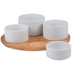 JUST HOME COLLECTION - Set Plato servir/ Bandeja Bambú 5 Piezas