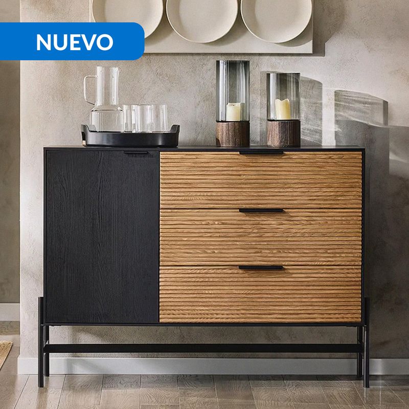  - Buffet Bellavista Roble y negro 40x124x81 cm