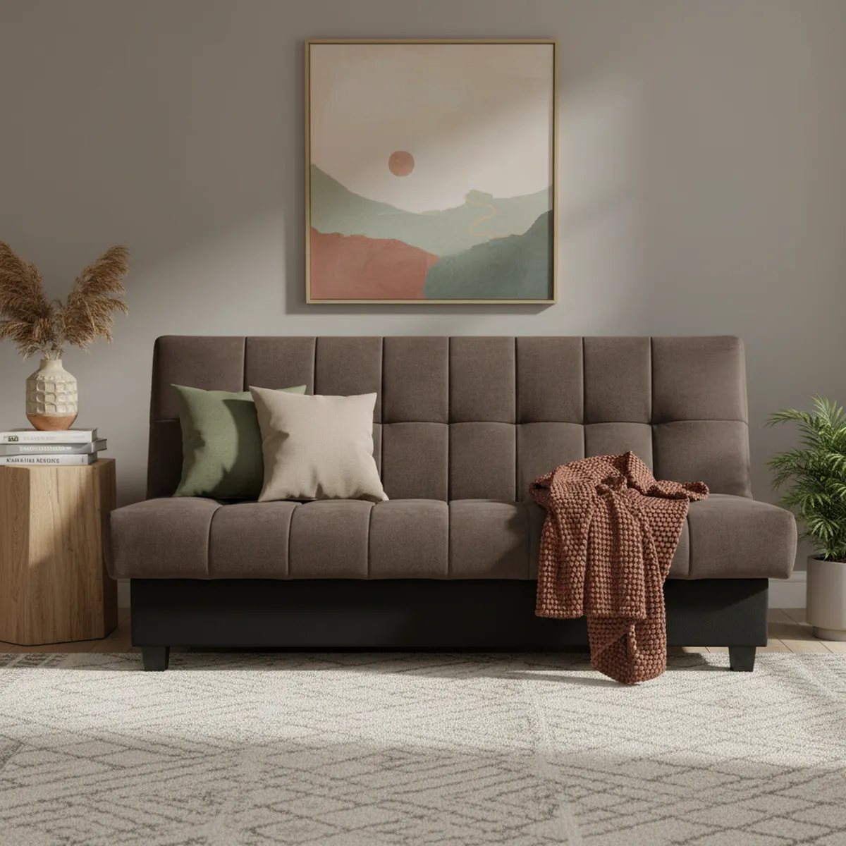 JUST HOME COLLECTION - Futón Aurora con almacenamiento café 186x92x92 cm