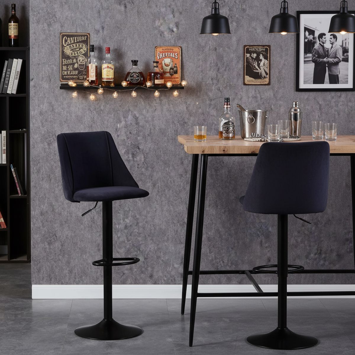 JUST HOME COLLECTION - Set 2 Sillas Bar Binger Azul 106x46.5x50.5 cm