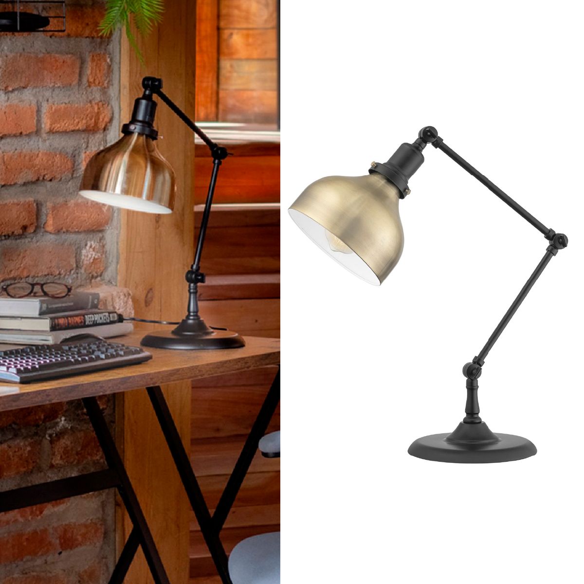 JUST HOME COLLECTION - Lámpara Mesa Escritrio Fabric Dorado 53 cm