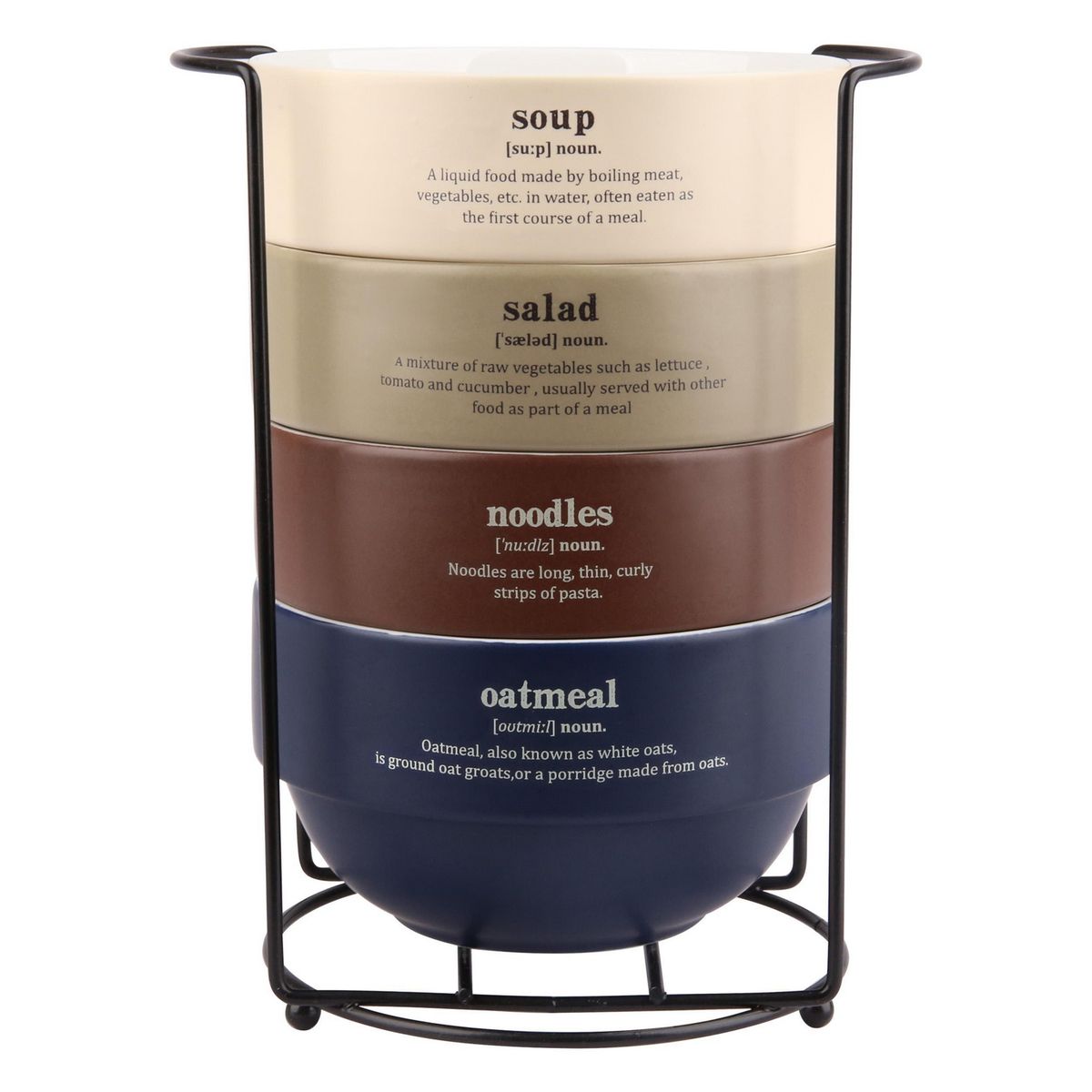 JUST HOME COLLECTION - Juego de Bowls Multicolor con Rack 4 Unidades