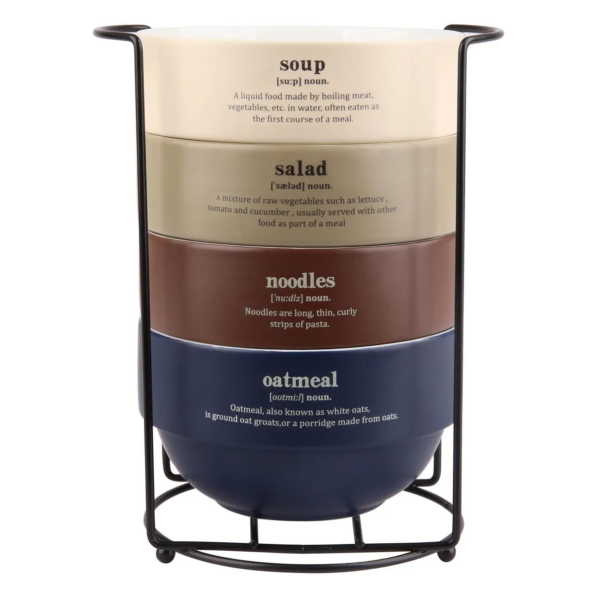 JUST HOME COLLECTION - Juego de Bowls Multicolor con Rack 4 Unidades