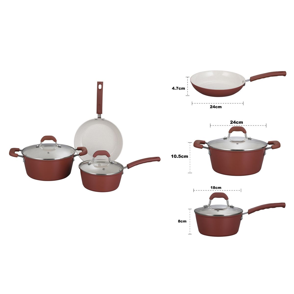 JUST HOME COLLECTION - Batería de Cocina 5 Piezas Aluminio Rojo