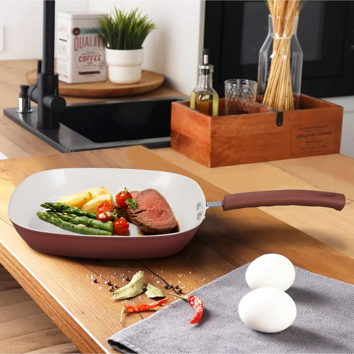 JUST HOME COLLECTION - Sartén 26 cm Aluminio Rojo