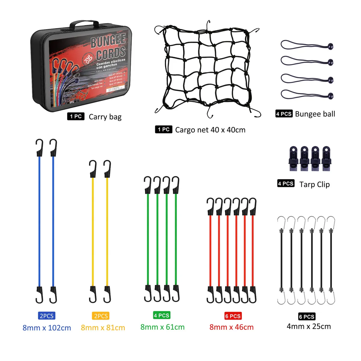 AUTOSTYLE - Set bungee 30 piezas surtido