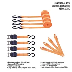 AUTOSTYLE - Set de Cintas Trincaje 6 Piezas 5 m 25 mm 350 Kg