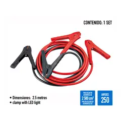 AUTOSTYLE - Cable Refuerzo Batería 250a 2.5 Metros Automotriz