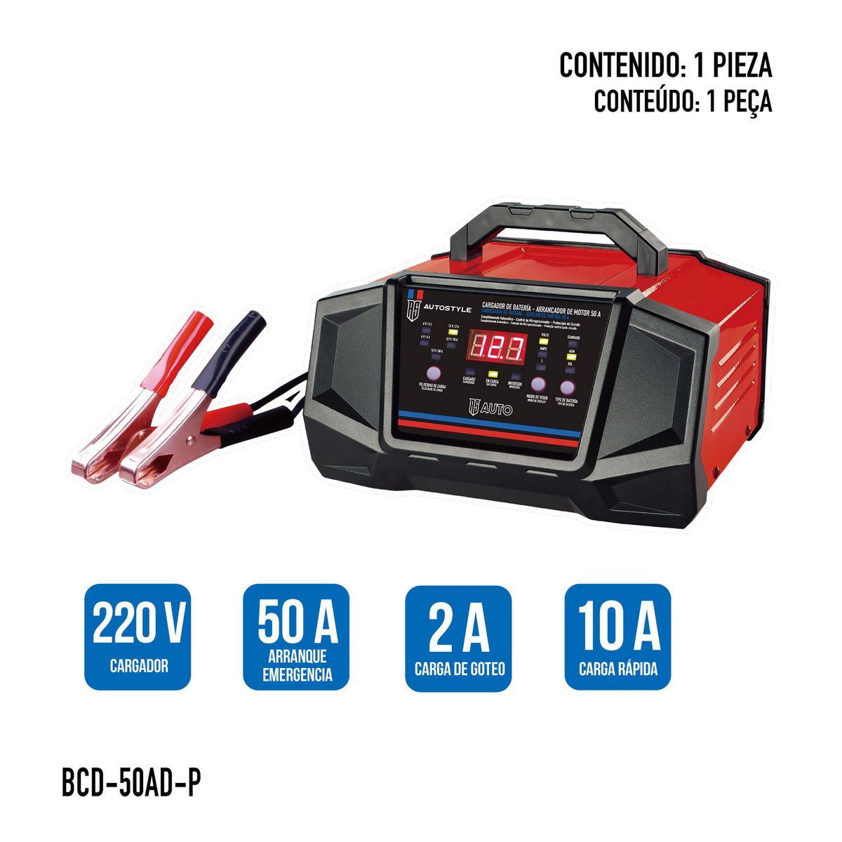 AUTOSTYLE - Cargador de bateria 50/10/2A 220V