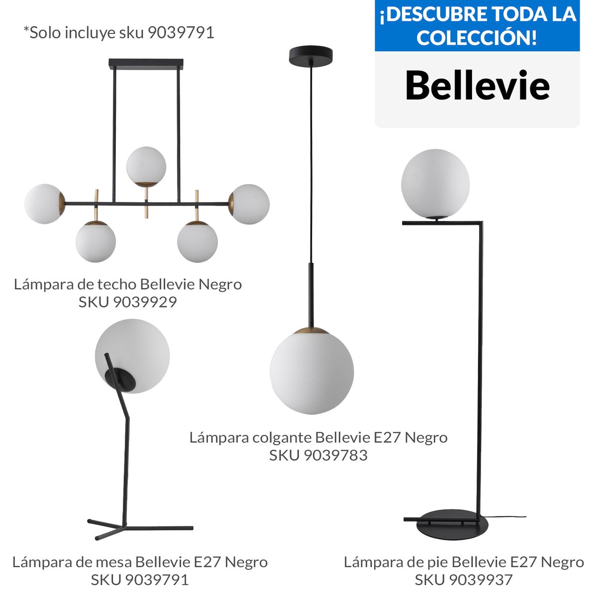 JUST HOME COLLECTION - Lámpara Mesa Bellevie Negro 37x56 cm