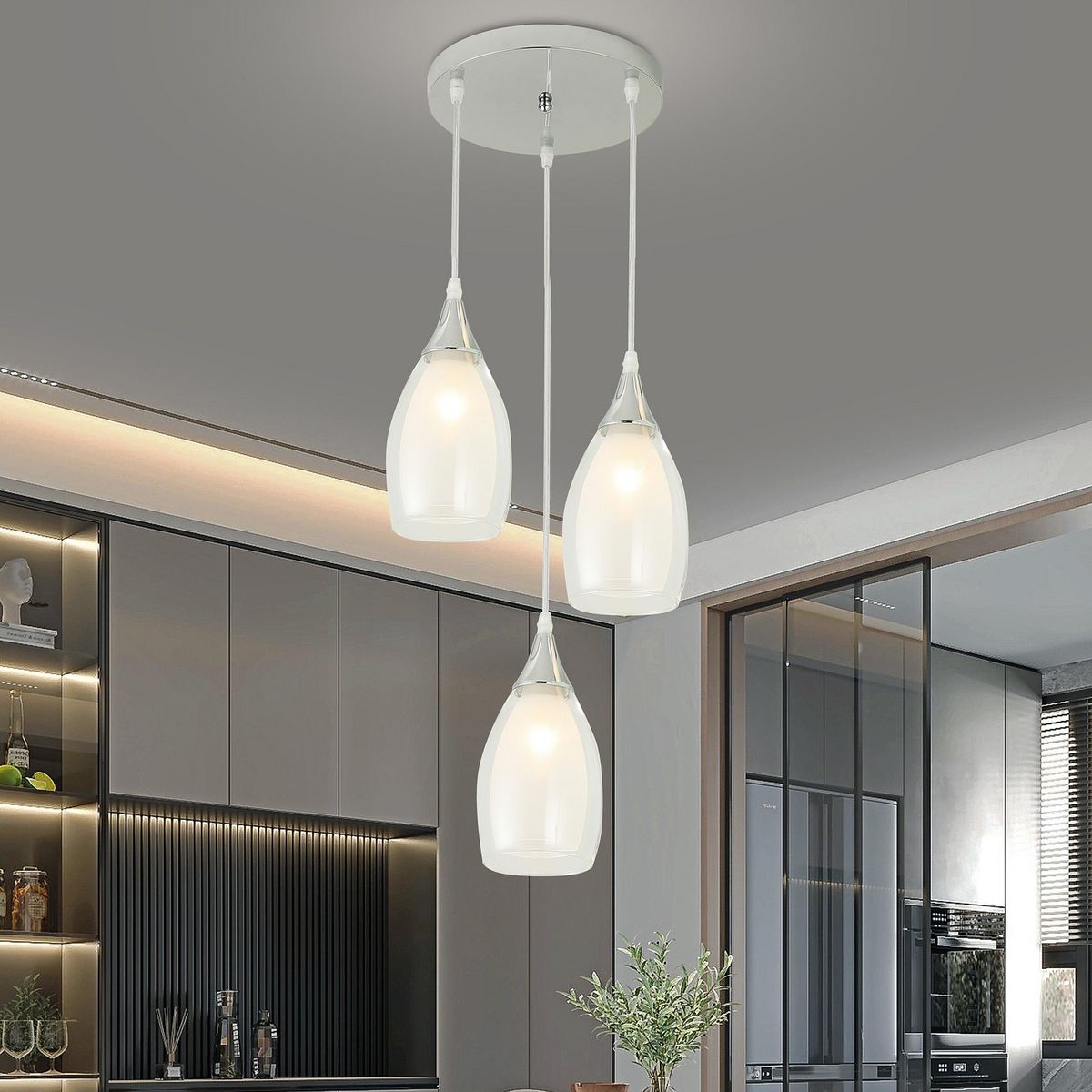 JUST HOME COLLECTION - Lámpara Colgante Barlo 3 Luces Vidrio