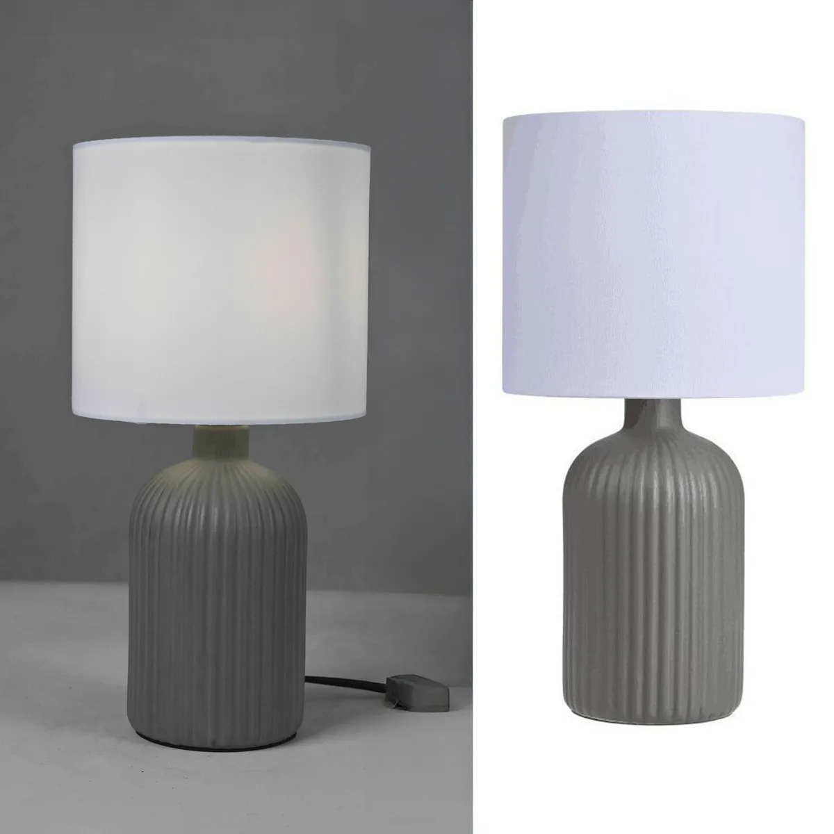 JUST HOME COLLECTION - Lámpara Mesa Barres Gris 16.5x33 cm