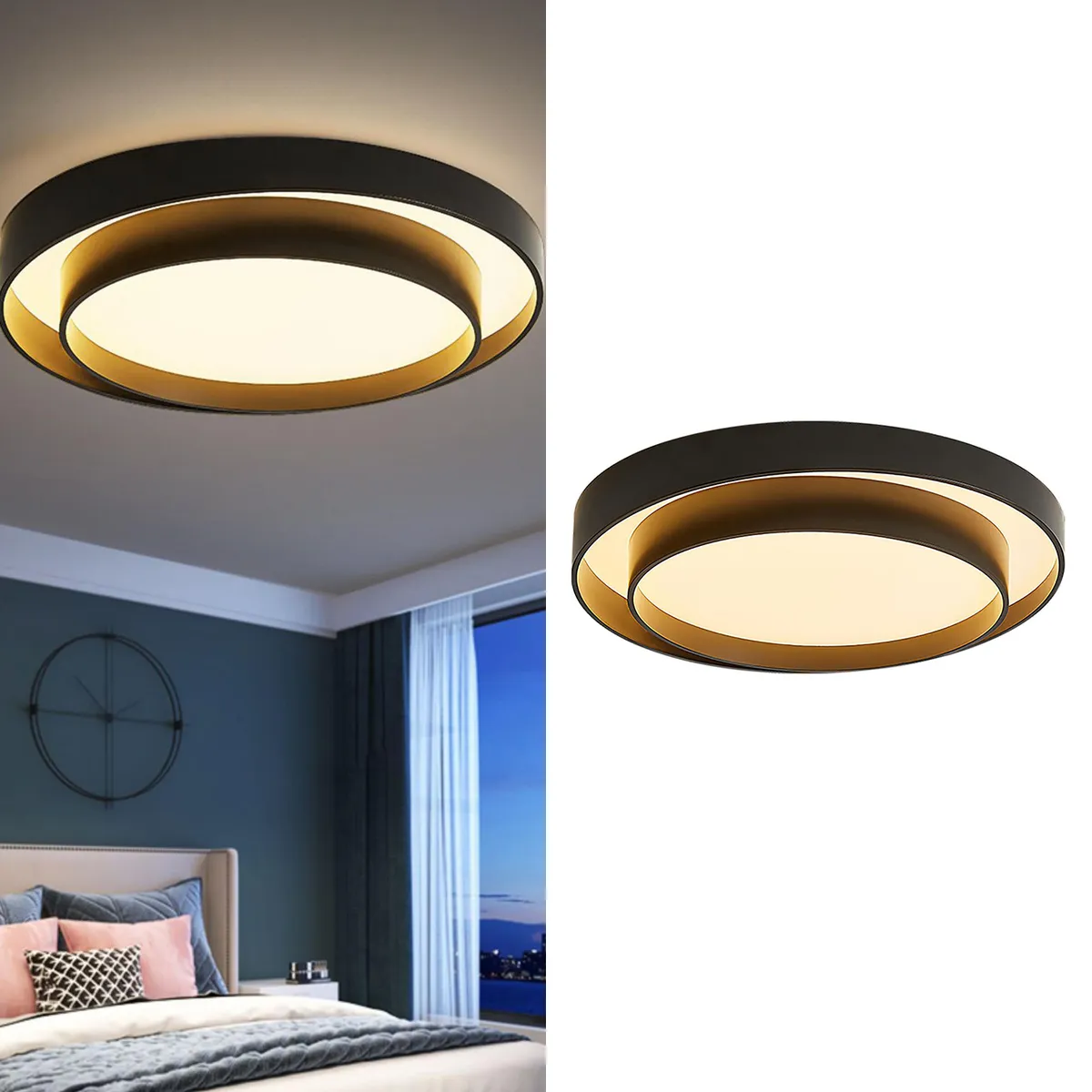 JUST HOME COLLECTION - Plafón Led Rings CCT Aluminio Negro
