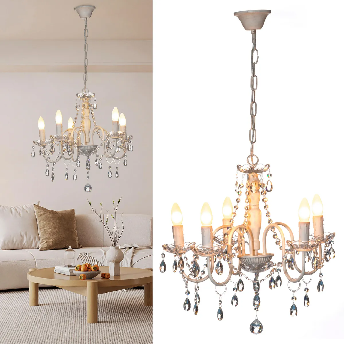 JUST HOME COLLECTION - Lámpara Colgante Metal Blanco