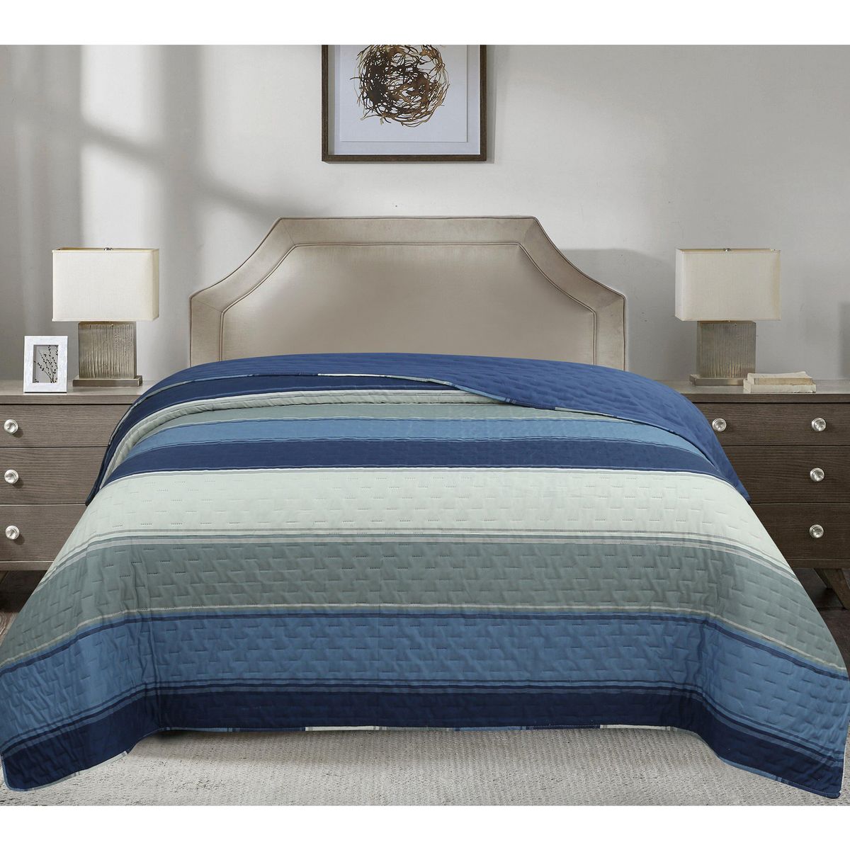 JUST HOME COLLECTION - Quilt Rayas Azul