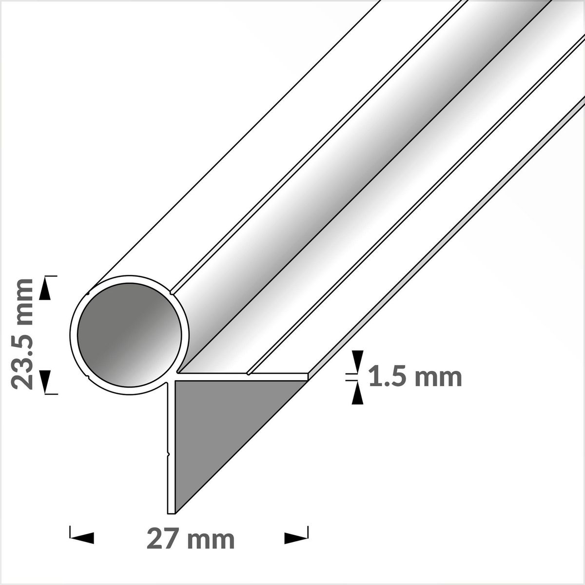 ALFER - Tubo redondo 2 br. aluminio 23,5 1,0 m