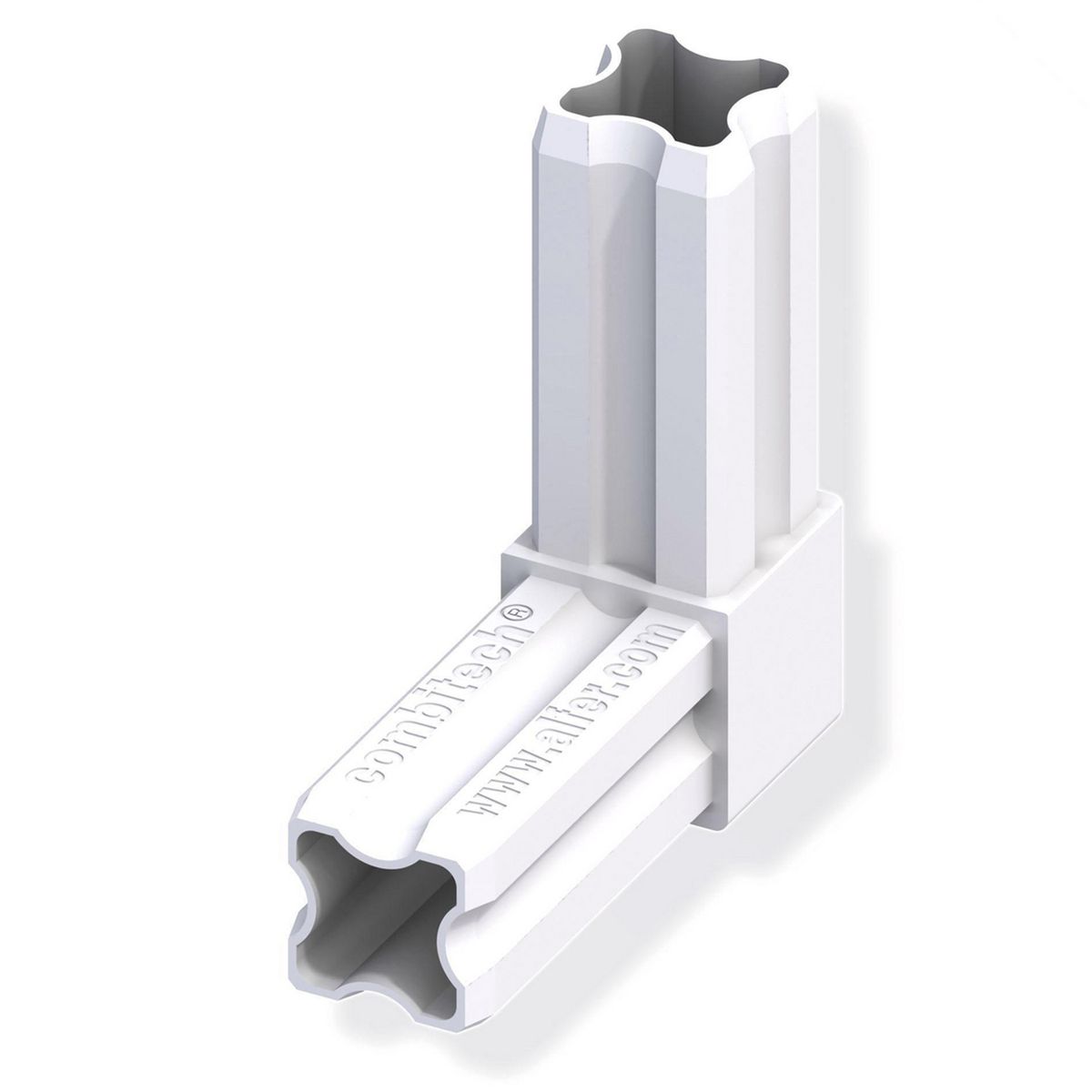 ALFER - Conector esquina 23,5 plastico blanco